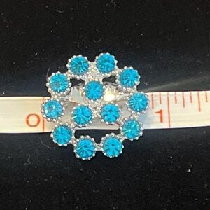 Dazzling Blue and Silver Tone  Starburst Brooch